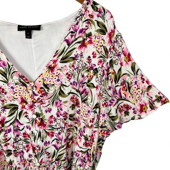 Lane Bryant Floral Maxi Dress Size 24 Spring Pockets Coquette Fairy Pink White - Picture 3 of 11